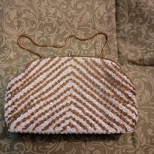 Vintage 1950s DeLill Handbeaded & Sequined Clutch Purse Evening Bag